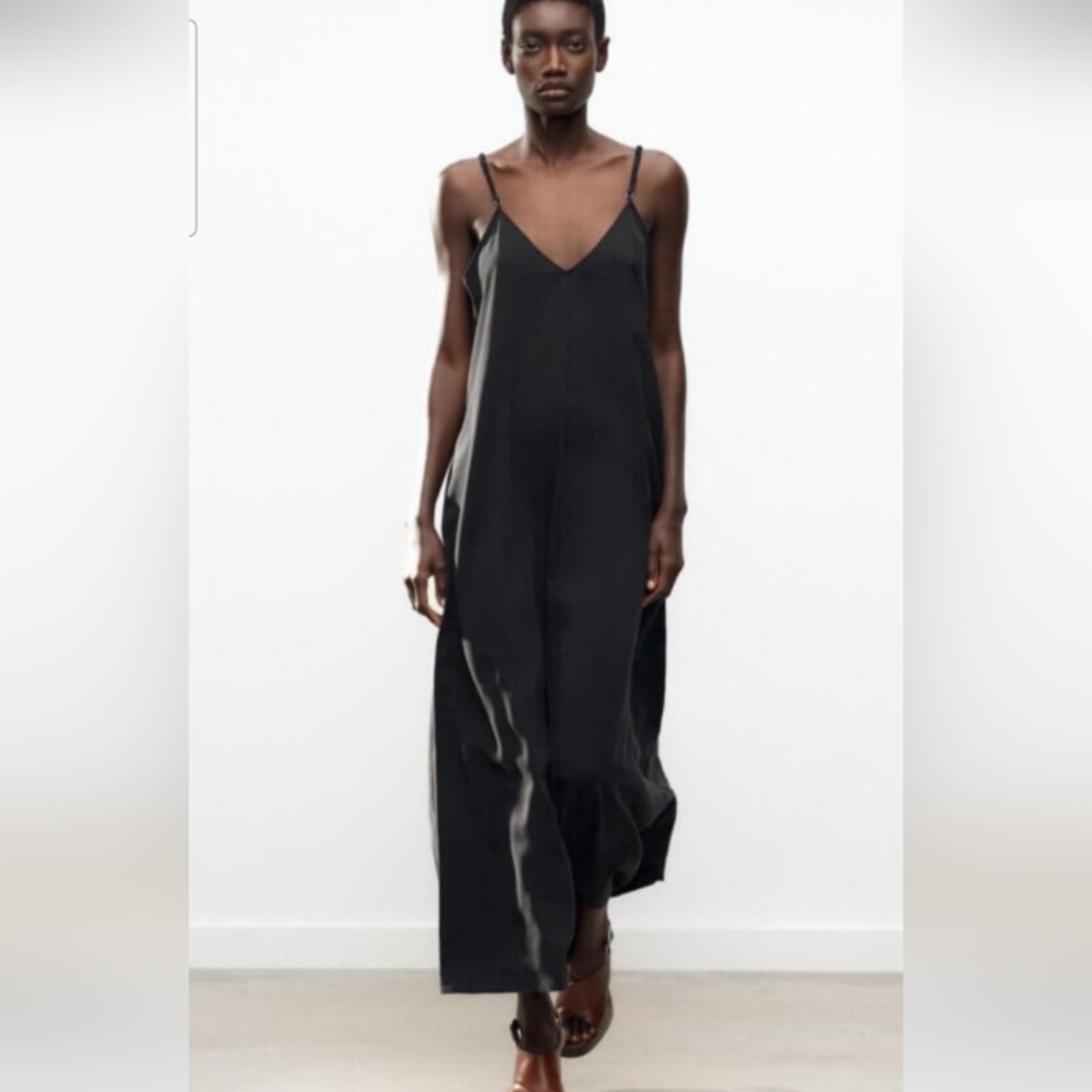 Zara Black Sleeveless Flowy Maxi Dress Sz-XL